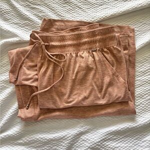 St. John Heathered Mauve Pink Casual Lounge Wide Leg Drawstring Pants